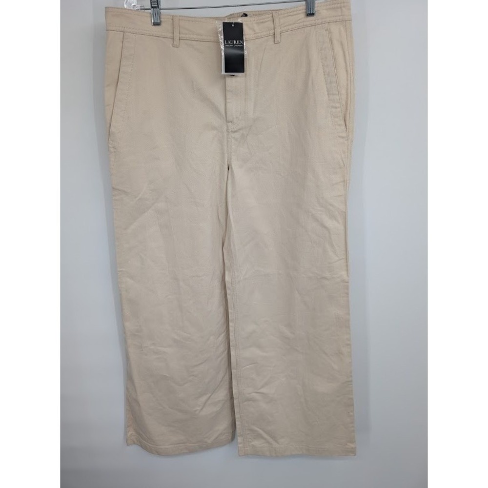 Lauren Ralph Lauren NWT Women's Wide Leg Beige Chino Pant sz 14